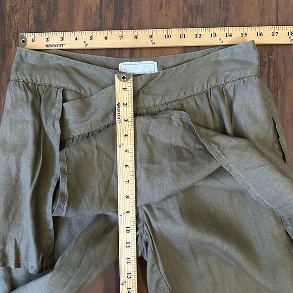 GIUSTO DAMA Skirted Pants Brown Wrap Straight Leg Linen Lightweight - Picture 13 of 15
